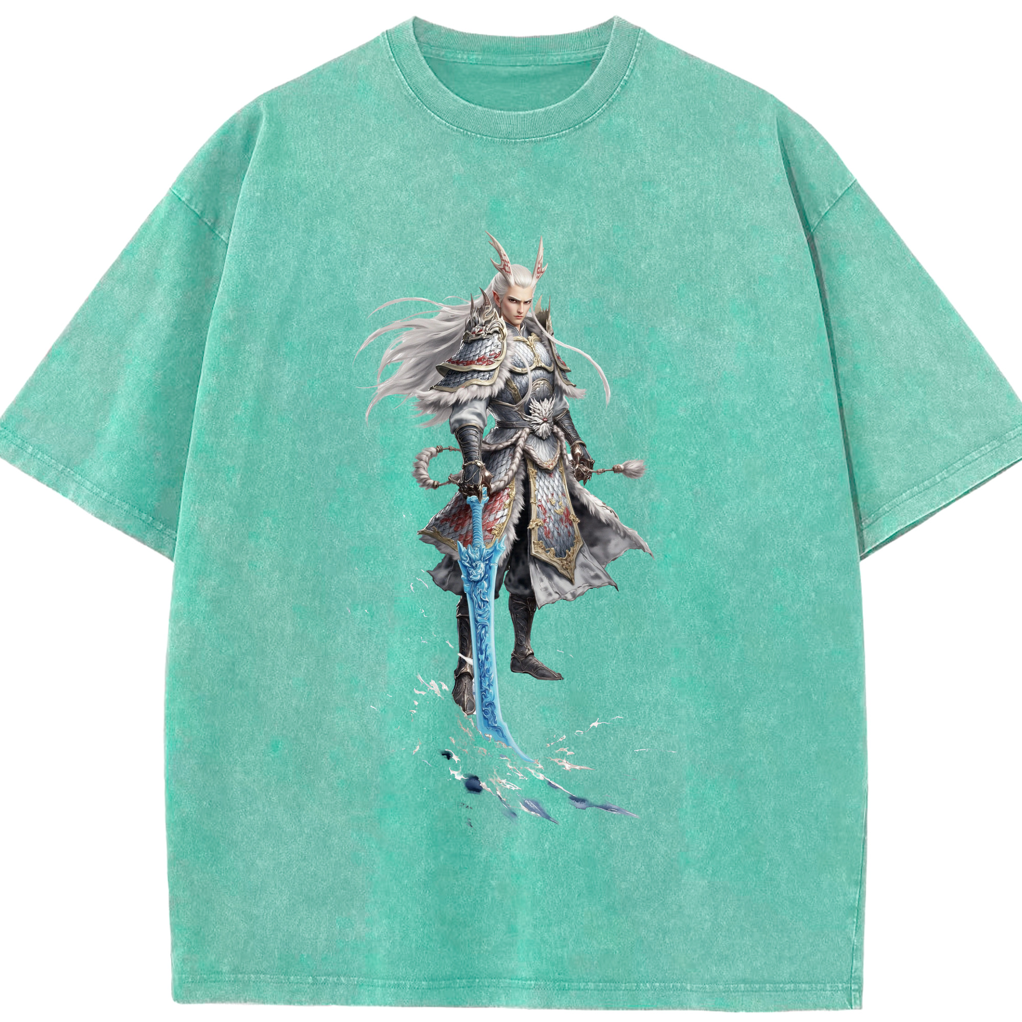 （画像用） Ne Zha 2 ナタ 魔童の大暴れ 綿100% ヴィンテージ風 半袖Tシャツ（フロントプリント）